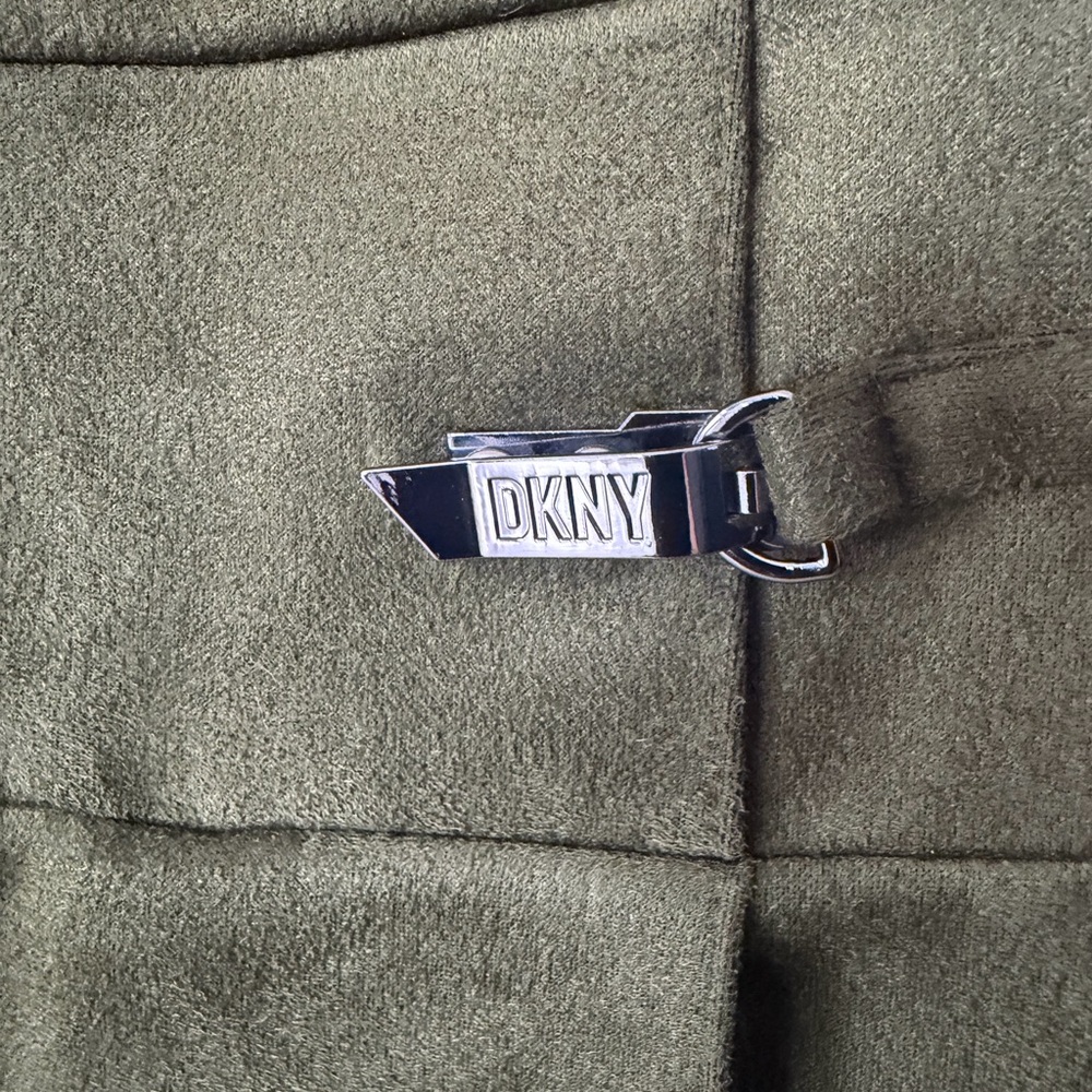 DKNY Olive Green Faux-Suede Cap-Sleeve Sheath Dress - Picture 2 of 5